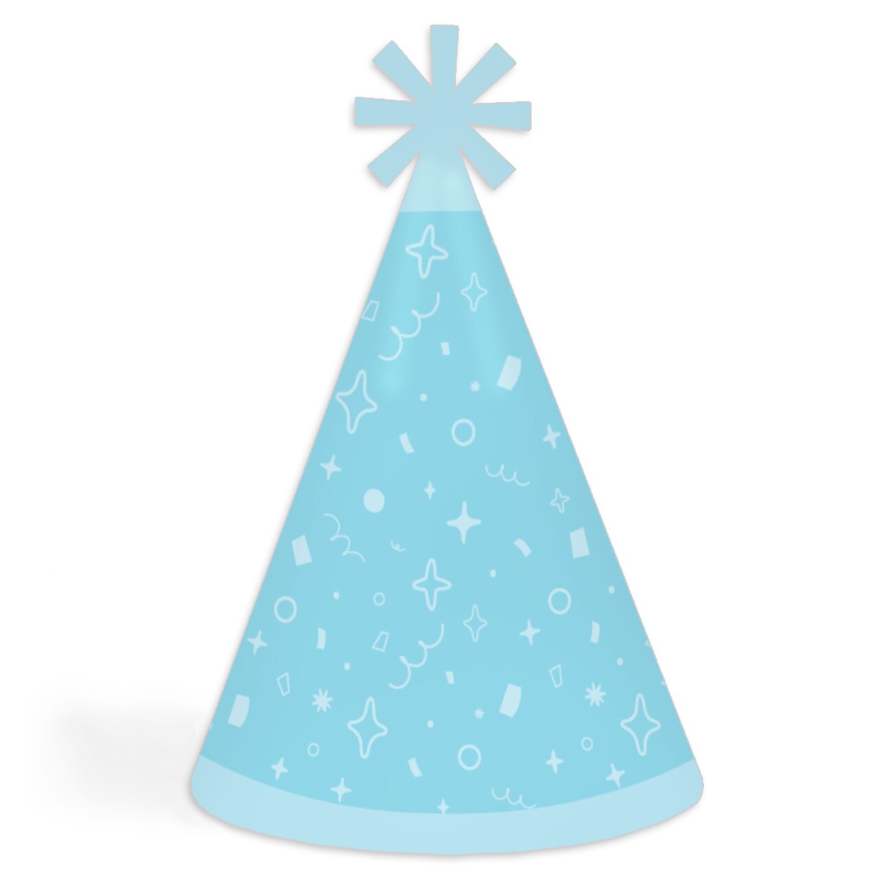 Big Dot of Happiness Blue Confetti Stars - Cone Happy Birthday Party Hats for Kids and Adults - Set of 8 (Standard Size)